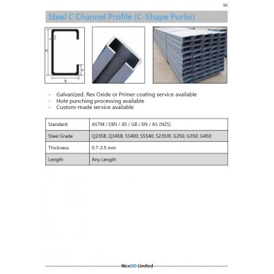 Steel C Channel Profile