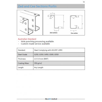 Zed and Cee Sections Purlin